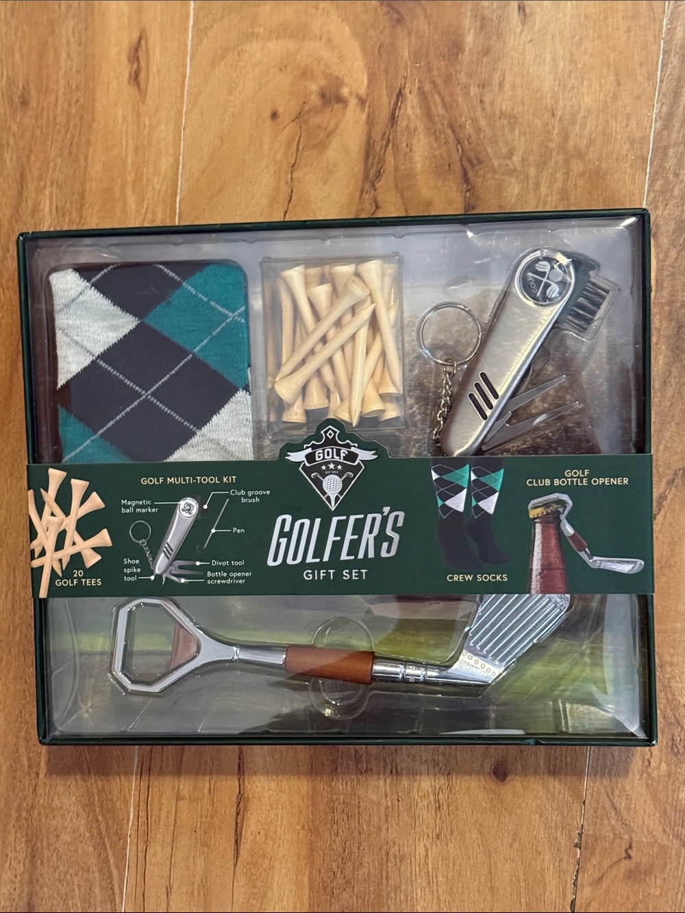 Gift Set Crew Socks and Golf Multi-Tool - Green/Teal